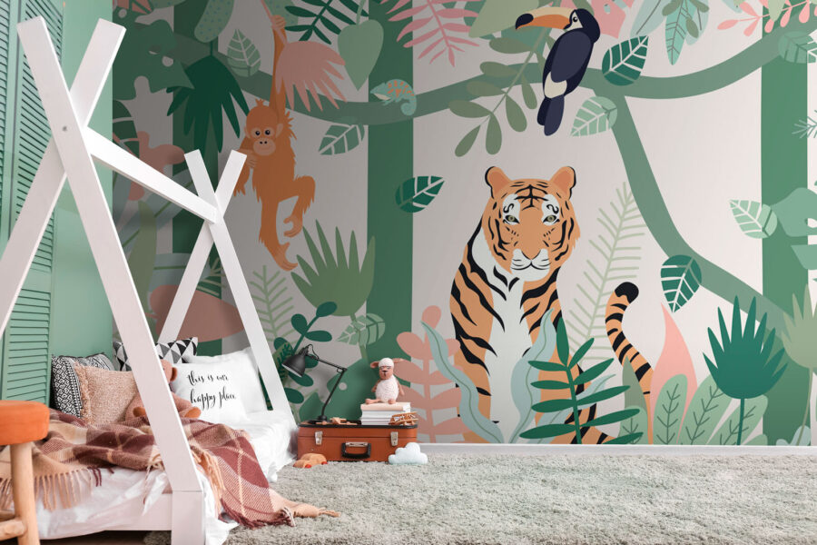 Tiger a vtáky v džungli Tiger a vtáky v džungli