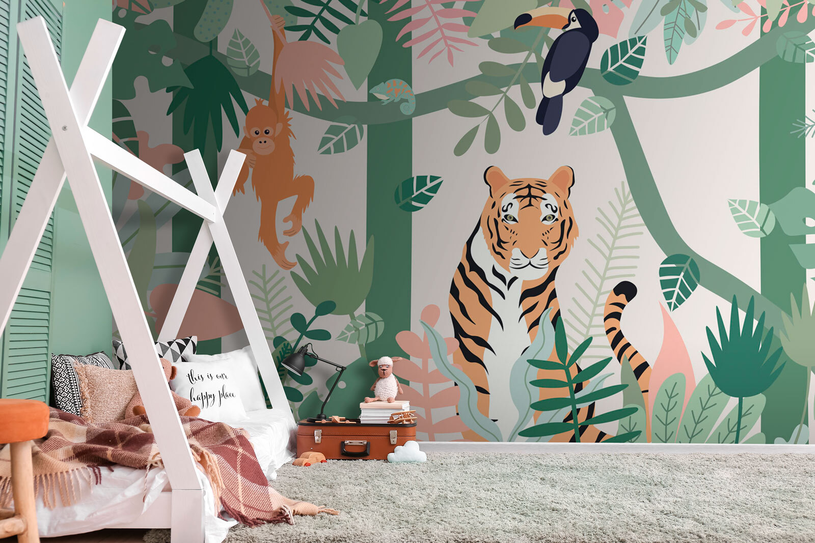 Tiger and birds in the jungle Tiger and birds in the jungle