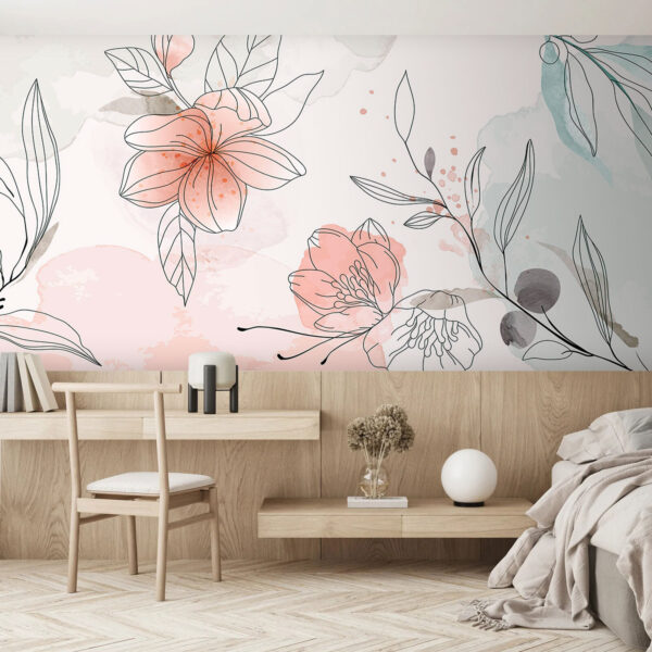 Kresba kvetov a listov Fototapety Kresba kvetov a listov