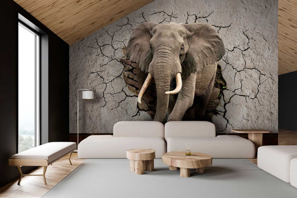 An elephant coming through a wall An elephant coming through a wall