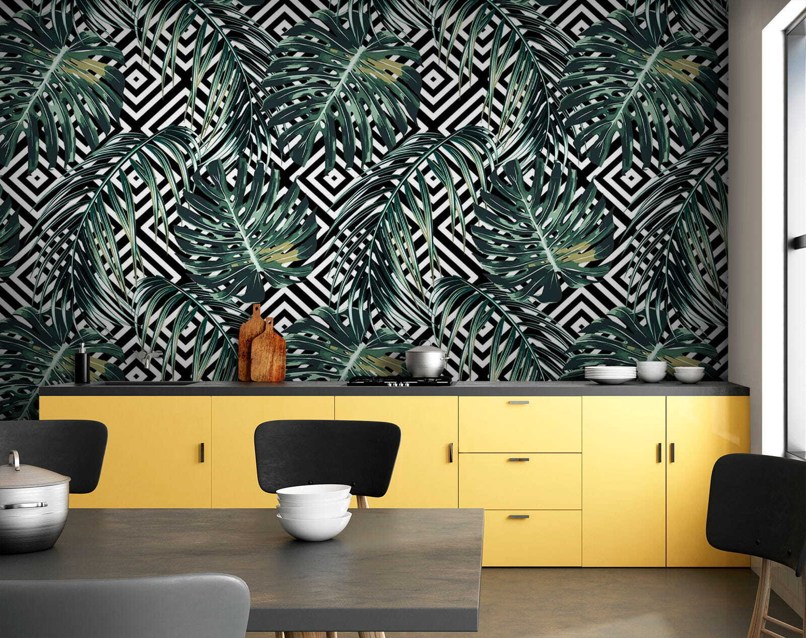 Vzor listov na čiernom a bielom pozadí u79688pik1m - Vzor listov na čiernom a bielom pozadí - tegory