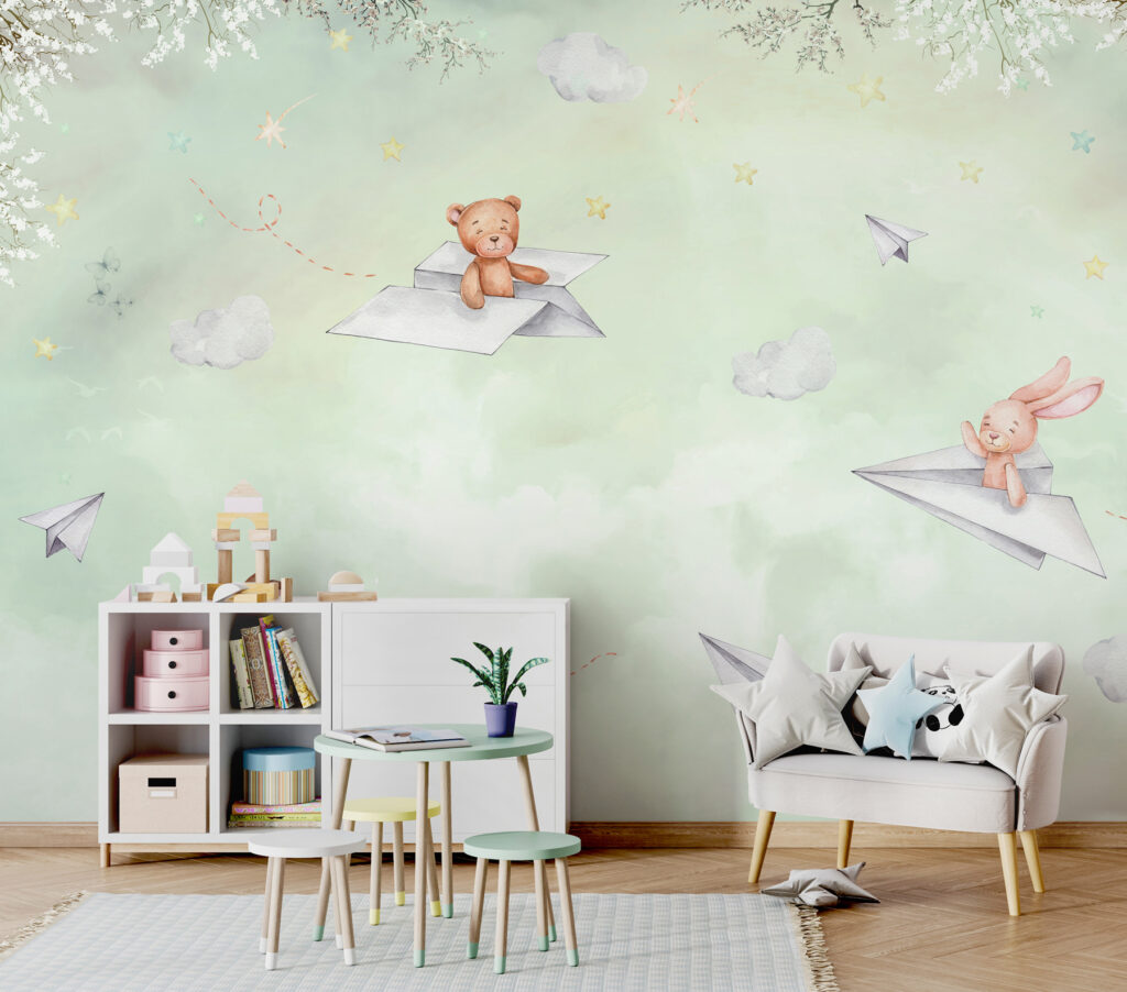 A paper planes and teddy bears A paper planes and teddy bears