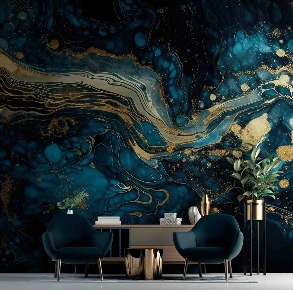 Azure currents embracing metallic hues Azure currents embracing metallic hues