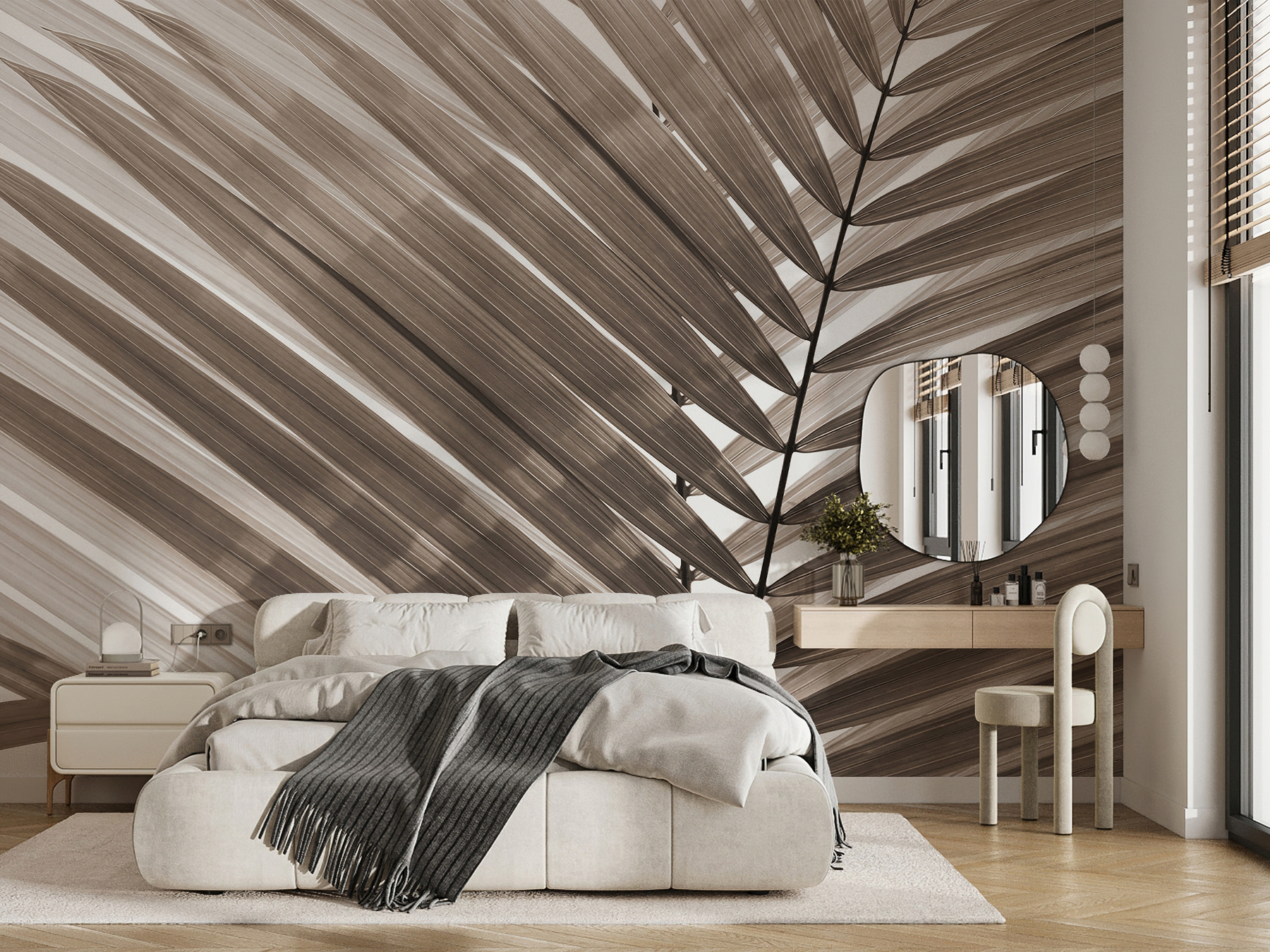 Elegant palm leaves in soft tones