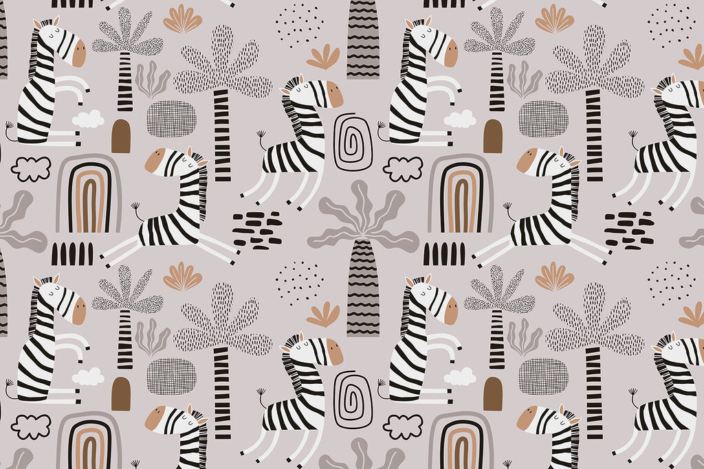 A pattern of zebras and trees A pattern of zebras and trees