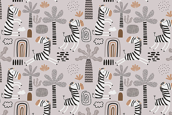 A pattern of zebras and trees A pattern of zebras and trees