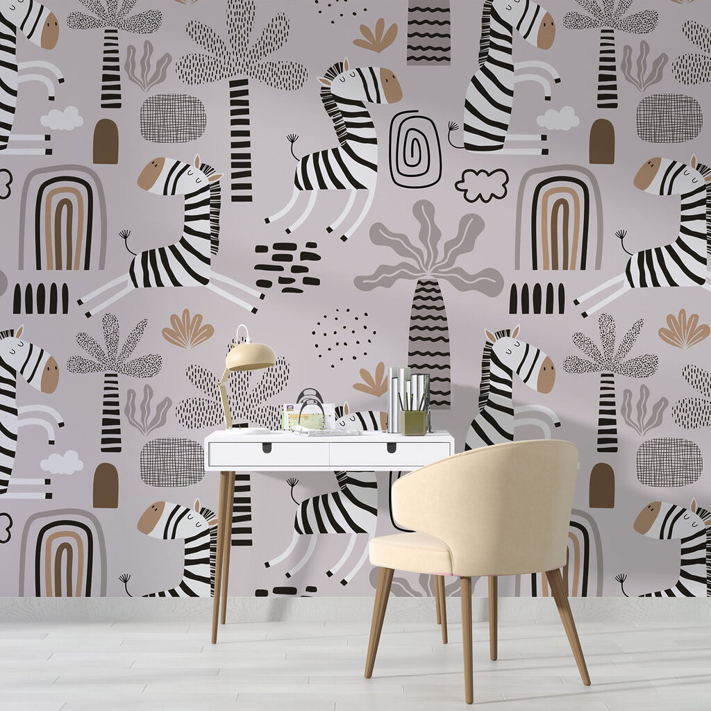 A pattern of zebras and trees A pattern of zebras and trees