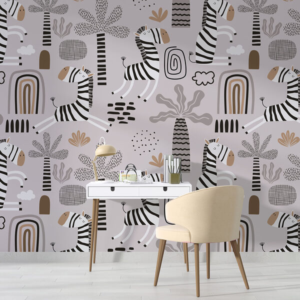 A pattern of zebras and trees A pattern of zebras and trees