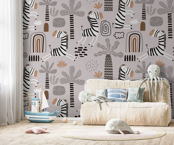 A pattern of zebras and trees A pattern of zebras and trees