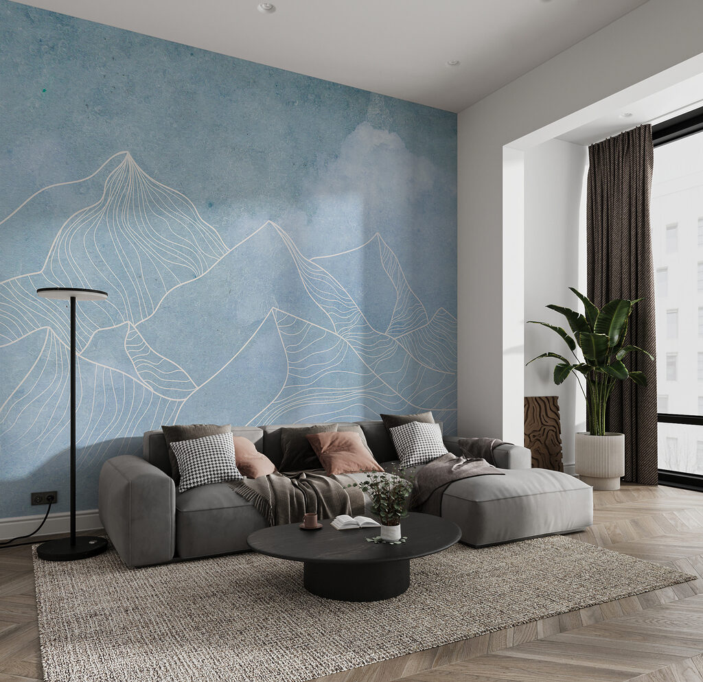 A drawing of mountains with clouds A drawing of mountains with clouds