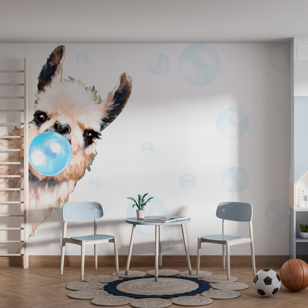 A llama blowing bubbles A llama blowing bubbles