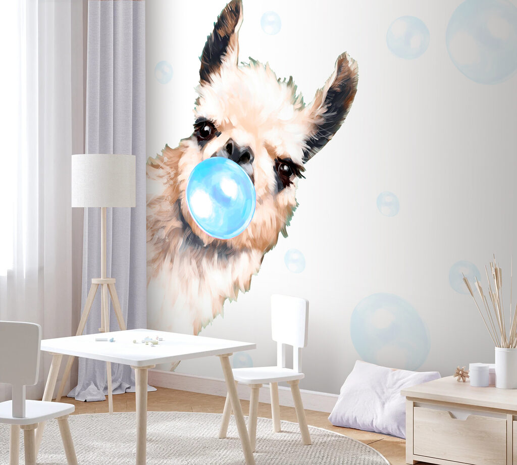 A llama blowing bubbles A llama blowing bubbles