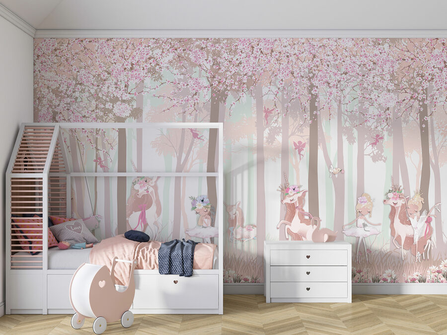 Fototapety Tapeta so skupinou jednorožcov a víl - Image 3