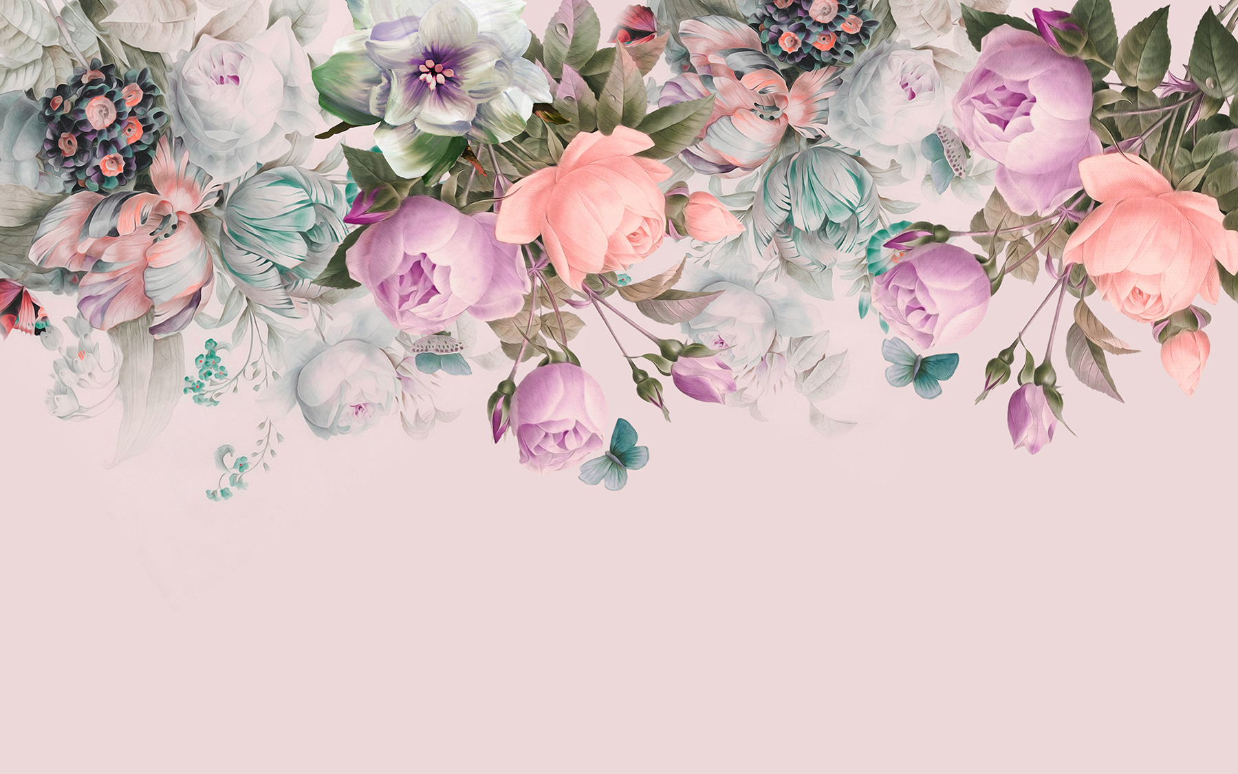 Delicate blooms on soft pink backdrop