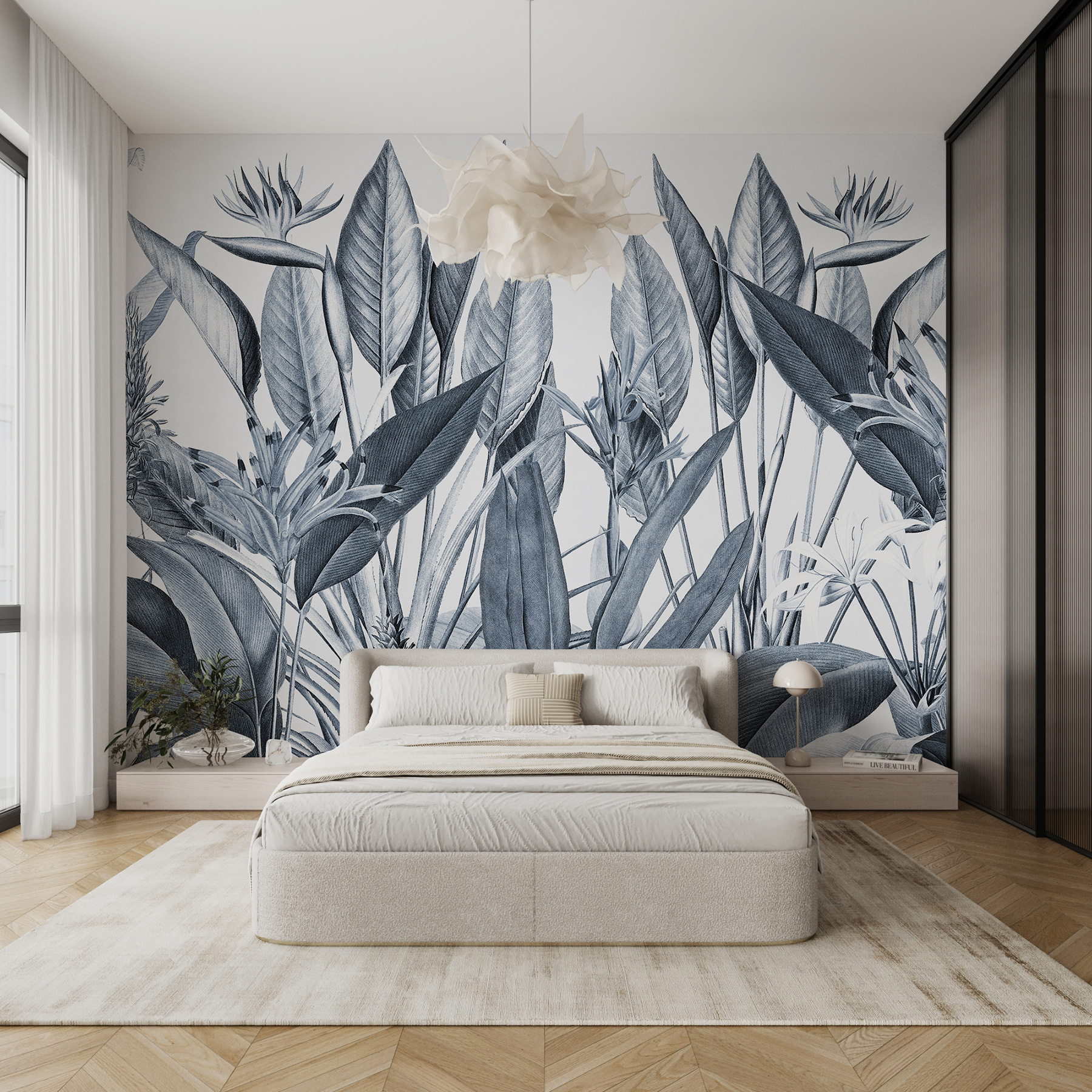 Tropical foliage in monochrome shades Tropical foliage in monochrome shades