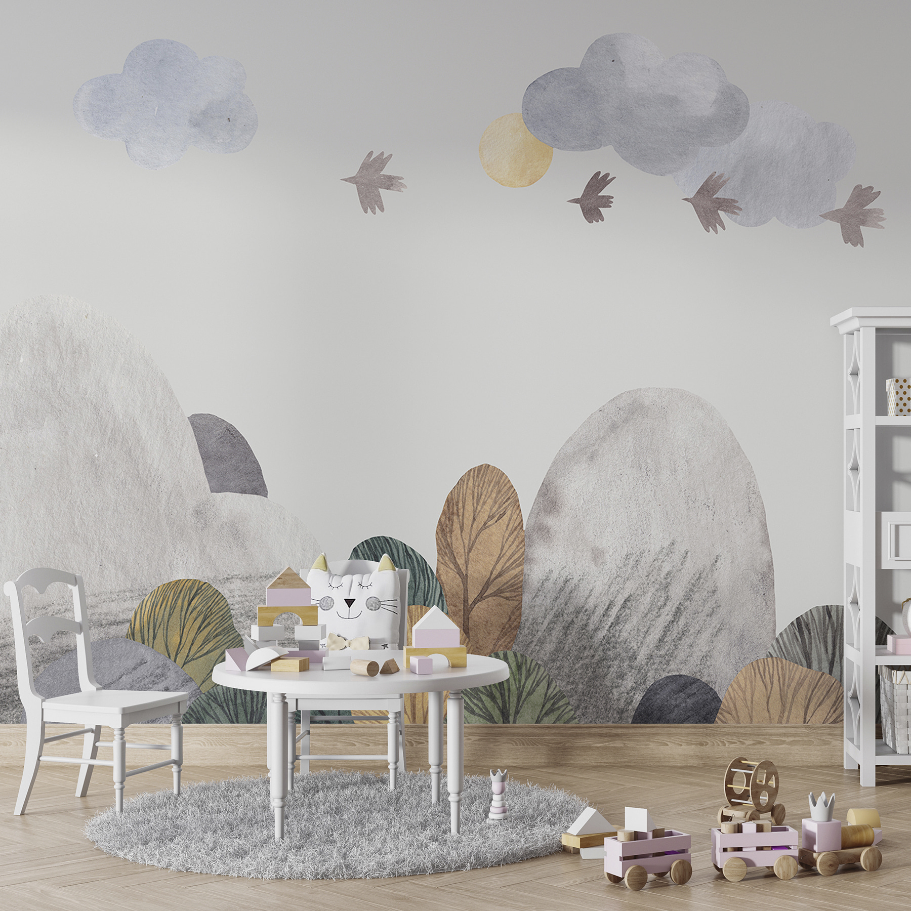 A landscape with trees and clouds A landscape with trees and clouds