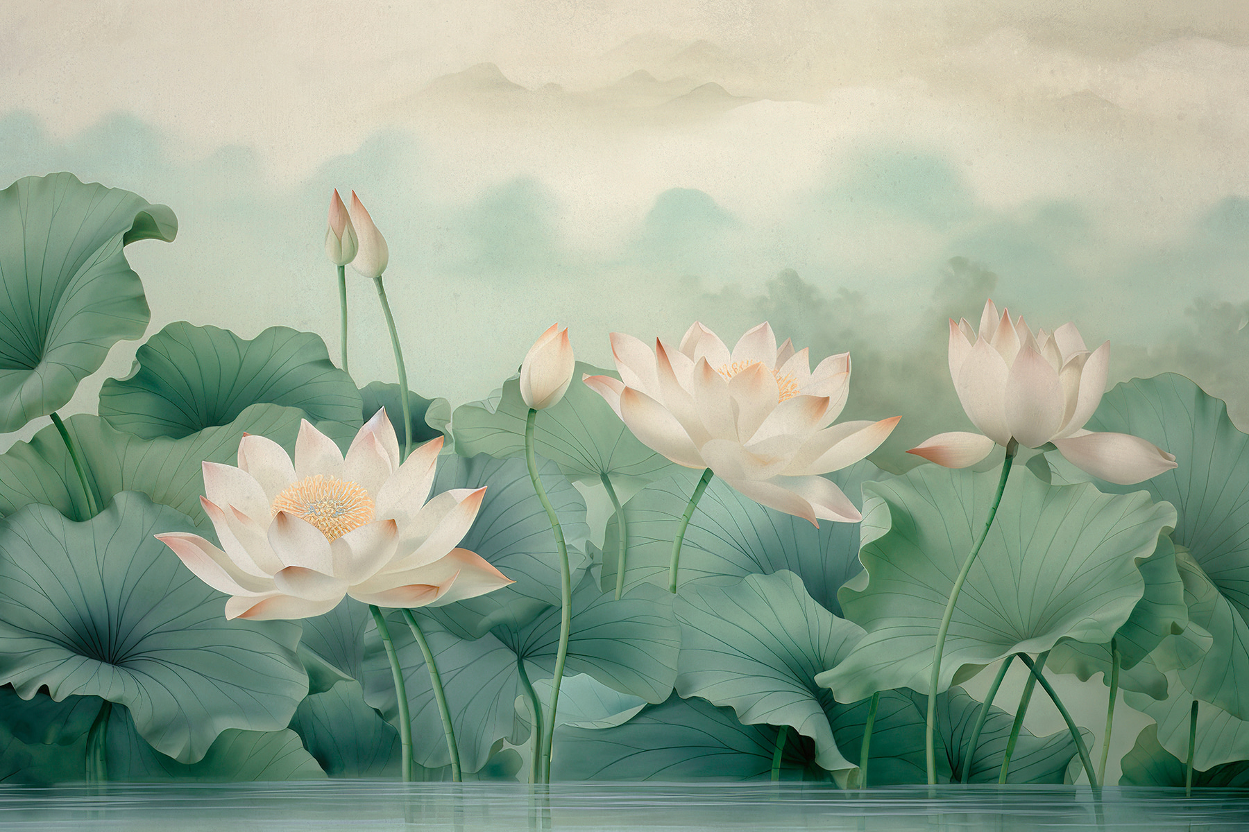 A painting of flowers and leaves A painting of flowers and leaves