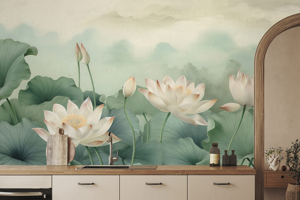 A painting of flowers and leaves A painting of flowers and leaves