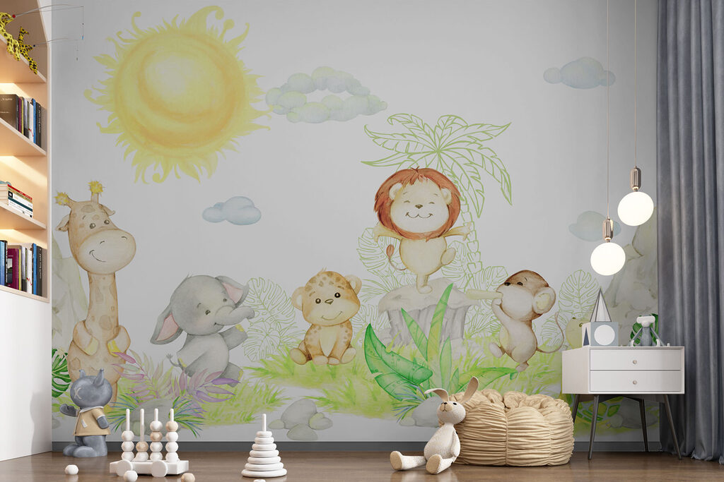 A group of animals in a garden A group of animals in a garden