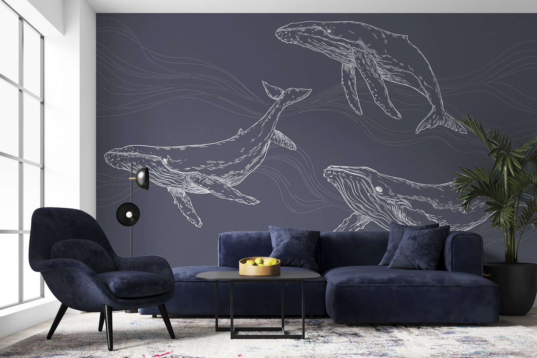 A group of whales swimming A group of whales swimming