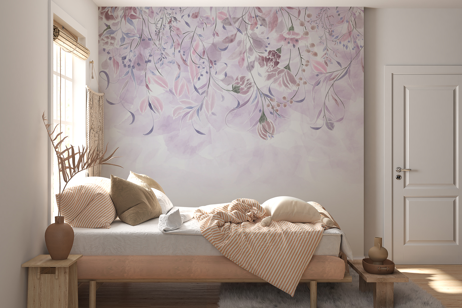 A purple and white floral design