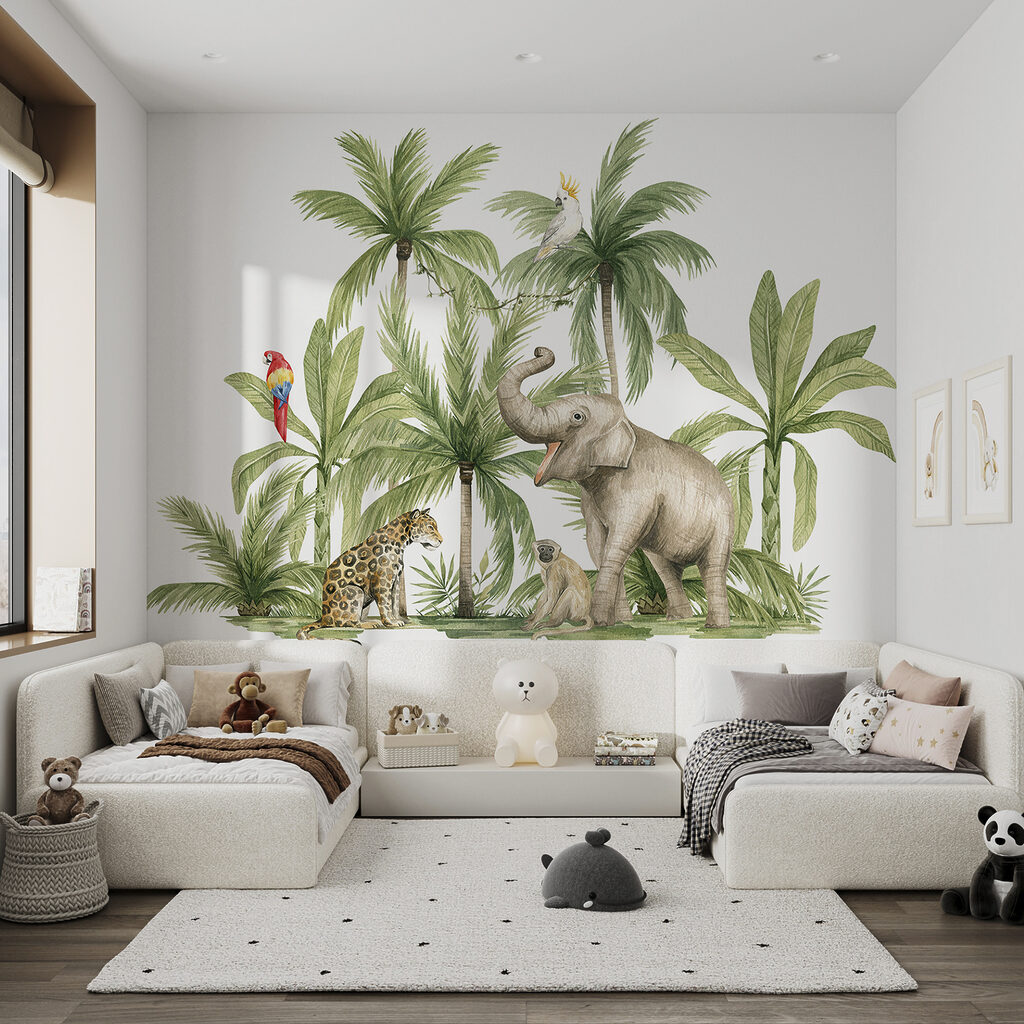 A group of animals in a jungle