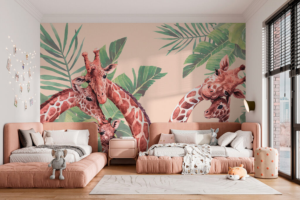 A group of giraffes with long necks A group of giraffes with long necks