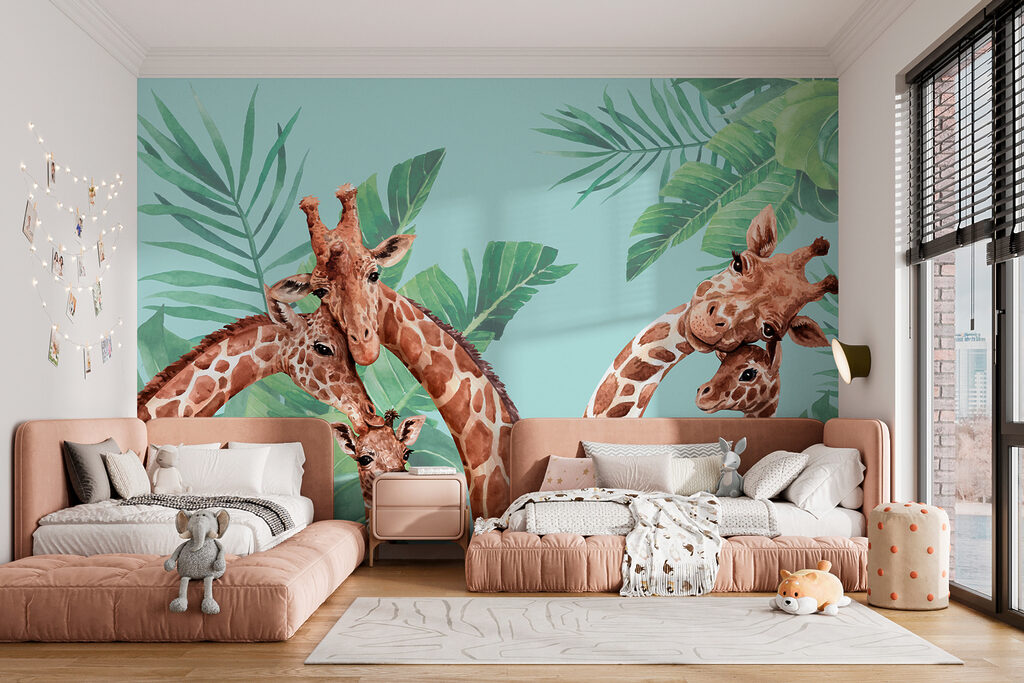 A group of giraffes with their heads together A group of giraffes with their heads together