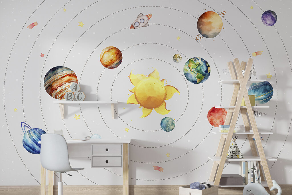 A solar system with planets and stars A solar system with planets and stars