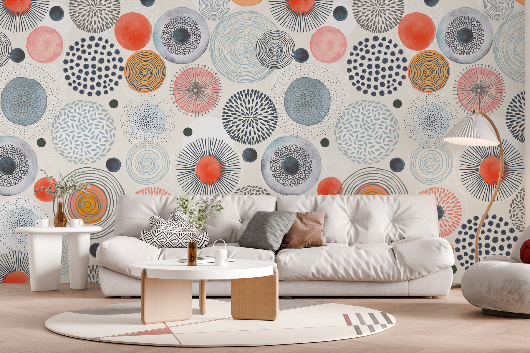 A pattern of colorful circles and dots A pattern of colorful circles and dots