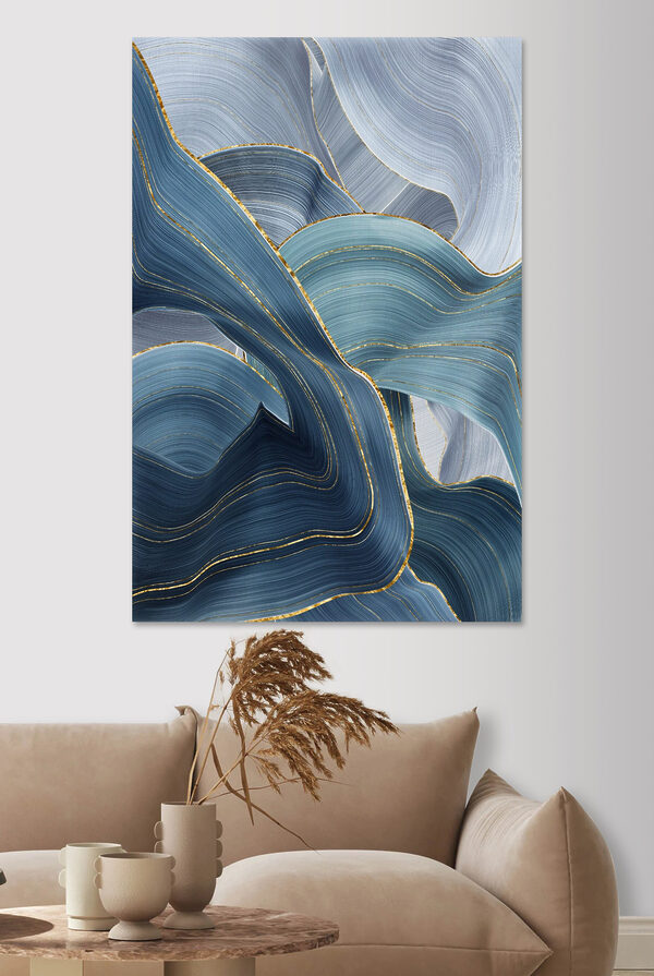 Flowing waves of serene blue tones