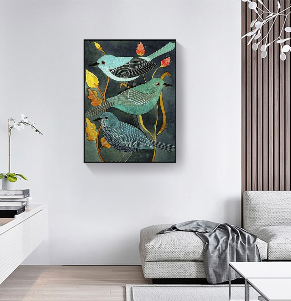 A group of birds on a plant A group of birds on a plant