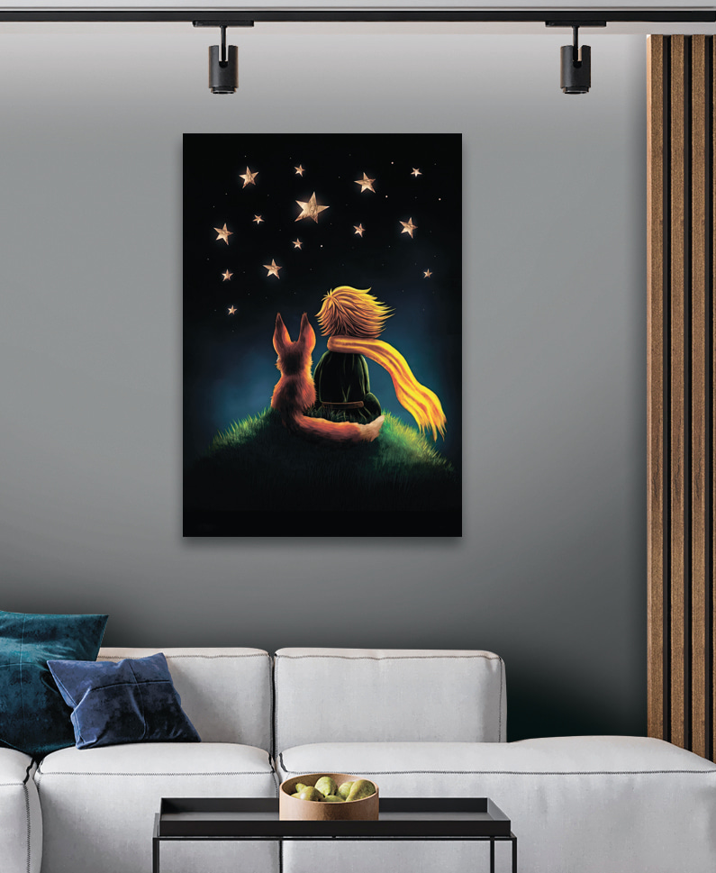 A fox and a little prince looking at stars A fox and a little prince looking at stars