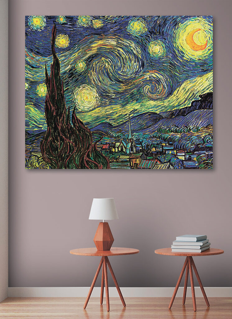 A painting of a starry night