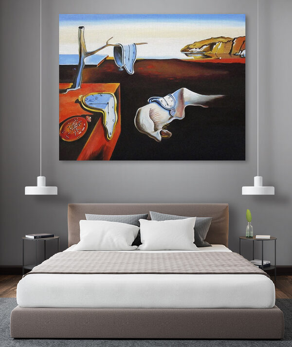 A painting of a cat with a clock on it A painting of a cat with a clock on it