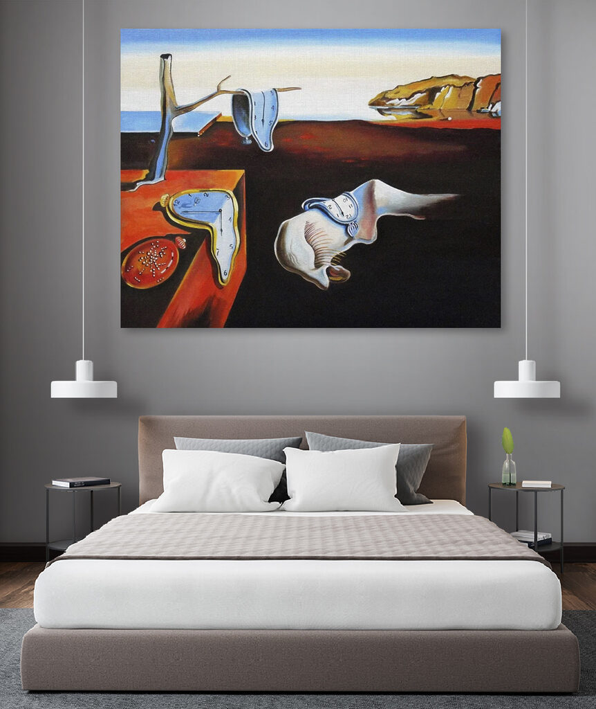 A painting of a cat with a clock on it A painting of a cat with a clock on it