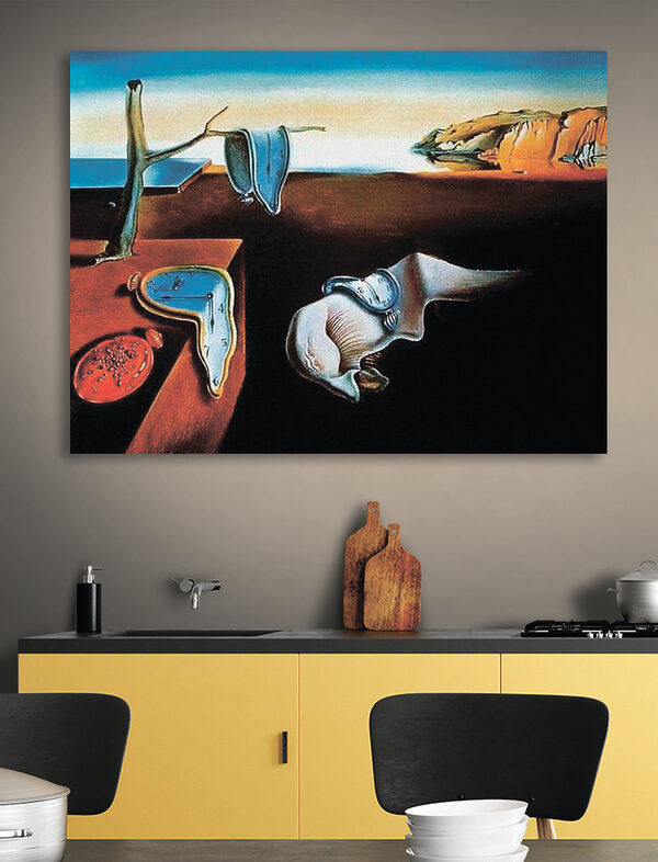 A painting of a cat with a clock on it A painting of a cat with a clock on it