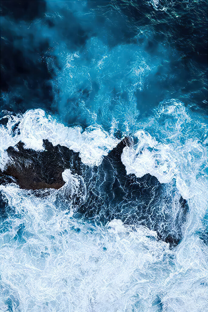 Waves crashing on a rock