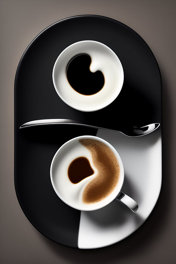 A cup of coffee with a spoon and a spoon