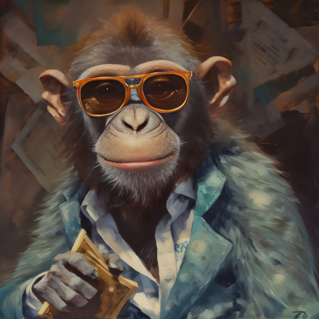 A monkey wearing sunglasses and a suit A monkey wearing sunglasses and a suit