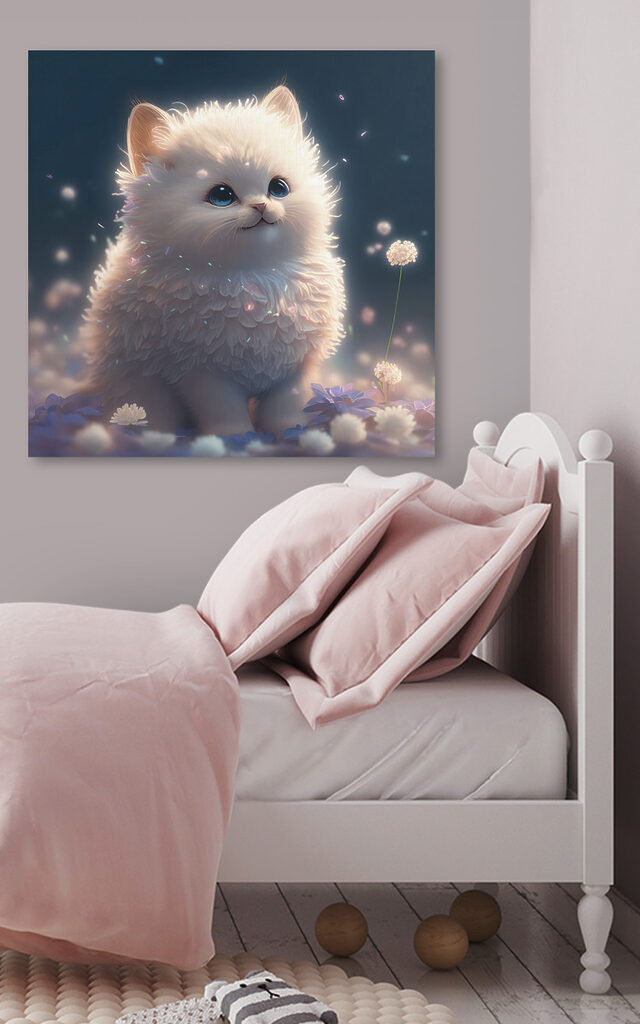 A white fluffy cat with blue eyes A white fluffy cat with blue eyes