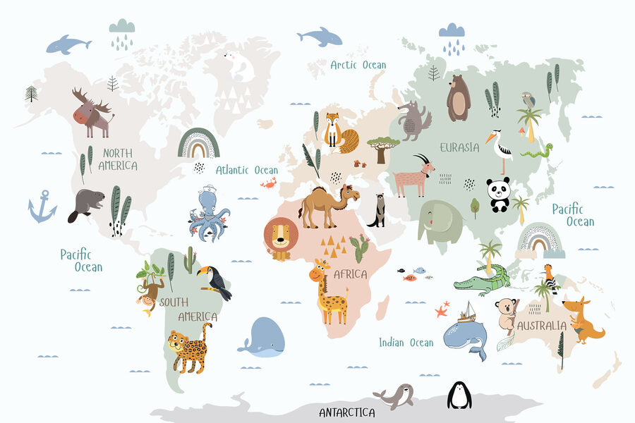 Mapa sveta so zvieratami