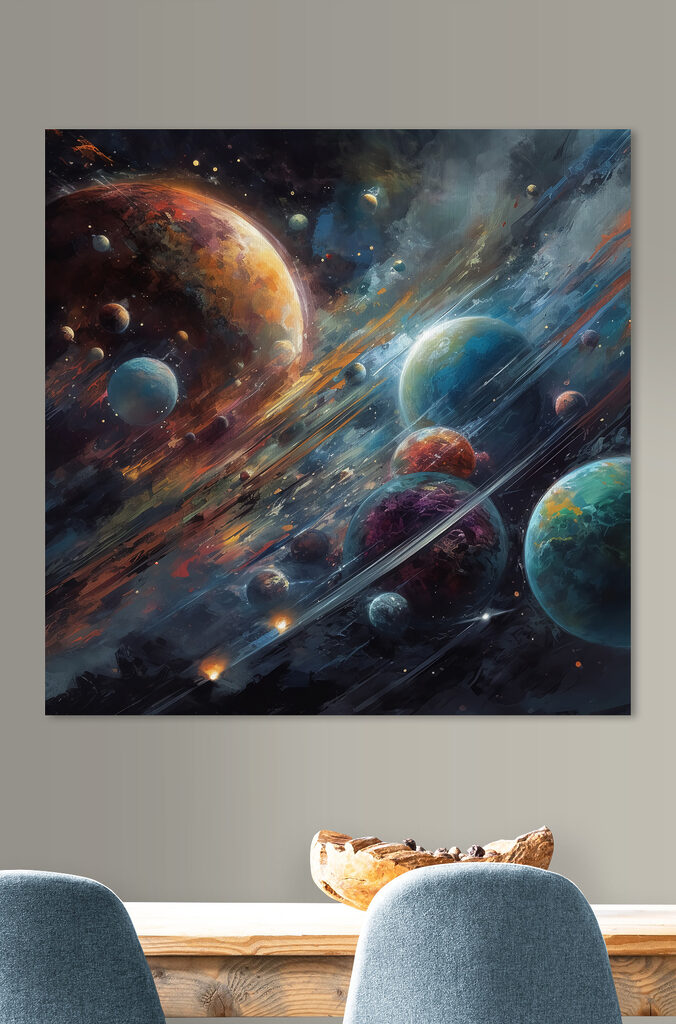 Planets in space with planets and stars Planets in space with planets and stars