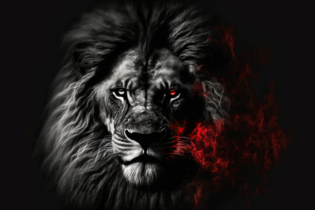 A black lion with red eyes A black lion with red eyes