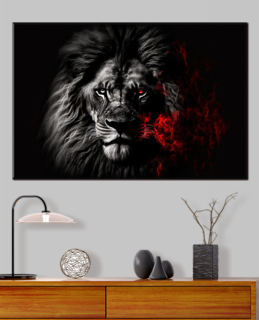 A black lion with red eyes A black lion with red eyes