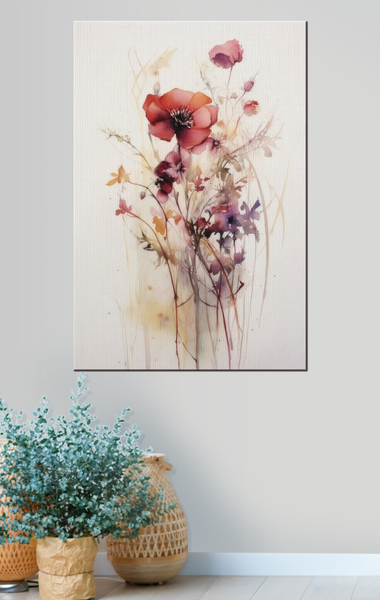 A painting of flowers on a white background A painting of flowers on a white background
