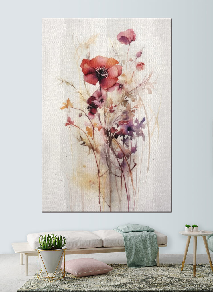 A painting of flowers on a white background A painting of flowers on a white background