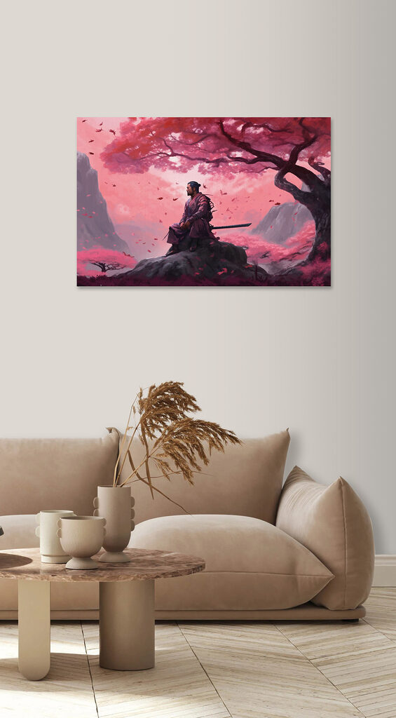 A man sitting on a rock with a sword