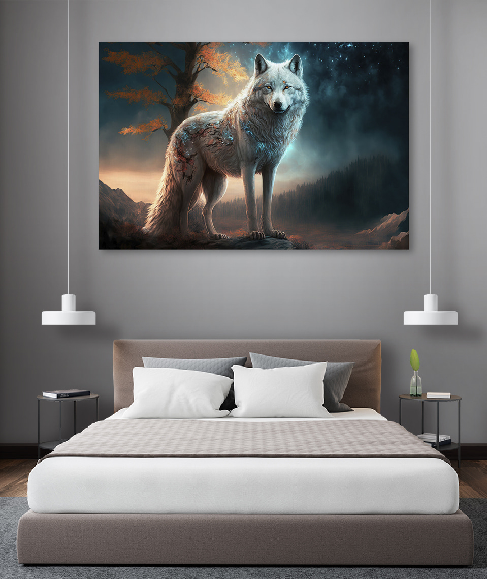 A white wolf standing on a rock A white wolf standing on a rock