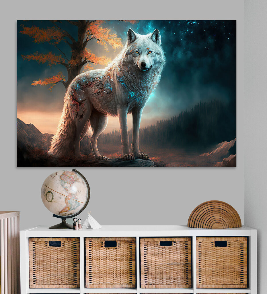 A white wolf standing on a rock A white wolf standing on a rock